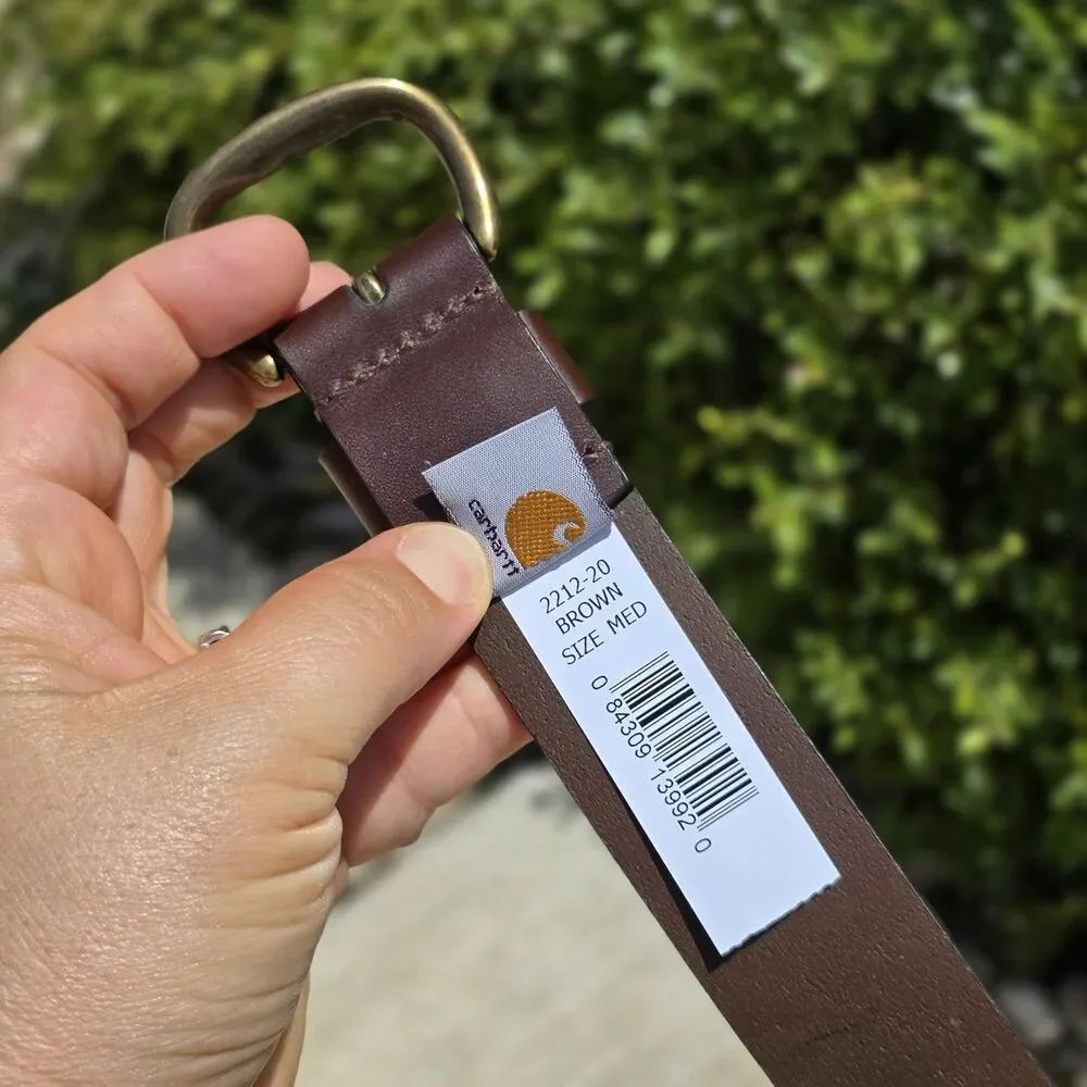 Carhartt Bridle Brown Leather Debossed Keeper Belt Size Medium M Womens